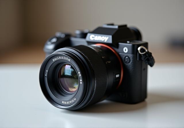 Appareil photo numérique moderne posé, prêt à capturer des souvenirs.